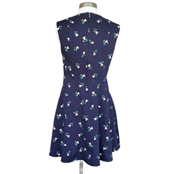 DRAPER JAMES Love Circle Sleeveless Fit & Flare Dress Size 10 Nassau Navy Floral - Picture 6 of 10